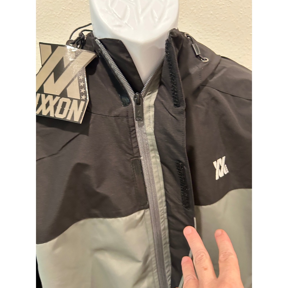 Dixxon Flannel Co Mens Hooded Windbreaker Jacket Black Grey Colorblock XL Tall - Picture 4 of 13
